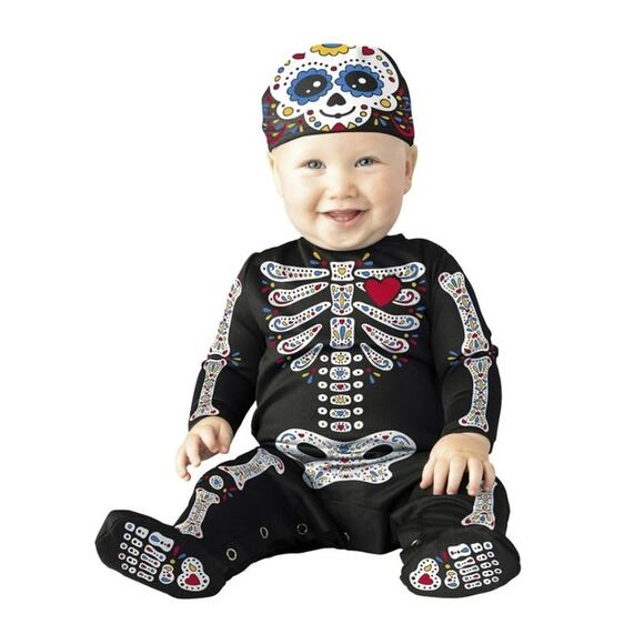 Sugar Skull Skeleton Halloween Costume for Infant Size 0-6 Months - Picture 1 of 6